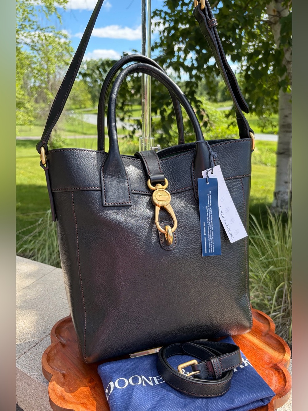 Dooney & Bourke North/South Amelie Tote Black Florentine Leather NWT